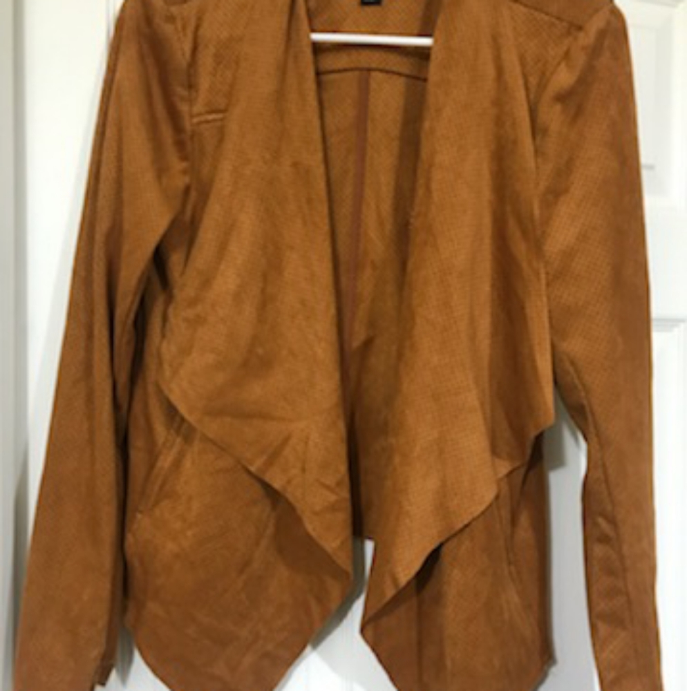 Fall Inspired Suede Drape Front Jacket